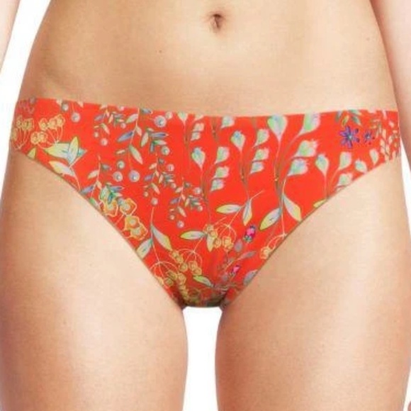CYNTHIA ROWLEY Women's Floral Bikini Bottoms Orange Multicolor L NWT - Picture 1 of 6
